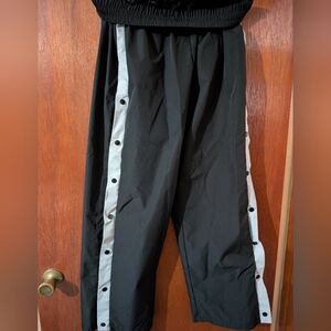 Cider Black Pants with White Stripes and Snap Buttons